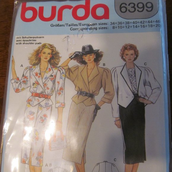 2 Burda VTG 80s Uncut Sewing Patterns Sealed - #5163 Skirt & #6399 Suit Sz 8-20 - Picture 3 of 10